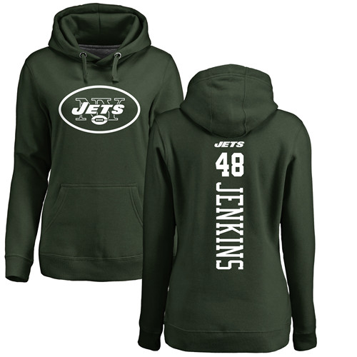 New York Jets Green Women Jordan Jenkins Backer NFL Football #48 Pullover Hoodie Sweatshirts->nfl t-shirts->Sports Accessory